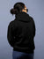 Back view of Fighterhero Women's Black Hoodie Sweatshirt, highlighting the modern look and clean finish