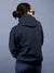 Back view of Fighterhero Women's Navy Blue Hoodie Sweatshirt, highlighting the modern look and clean finish
