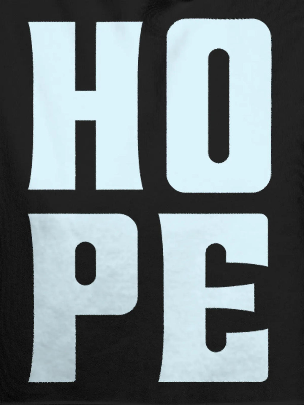 Close up of 'Hope' design on Men's Dark Grey Hoodie Sweatshirt, highlighting intricate details and vibrant print.