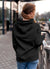 Back view of Fighterhero Women's Dark Grey Hoodie Sweatshirt, highlighting the modern look and clean finish