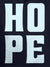 Close up of 'Hope' design on Men's Navy Blue Hoodie Sweatshirt, highlighting intricate details and vibrant print.
