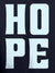 Close up of 'Hope' design on Women's Navy Blue Hoodie Sweatshirt, highlighting intricate details and vibrant print.