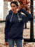 Front view of Fighterhero Women's Navy Blue Hoodie Sweatshirt, highlighting the modern look and clean finish