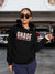 Front view of Fighterhero Women's Black Hoodie Sweatshirt, highlighting the modern look and clean finish