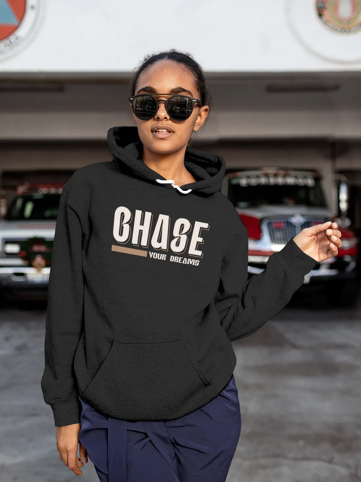 Front view of Fighterhero Women's Dark Grey Hoodie Sweatshirt, highlighting the modern look and clean finish