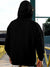 Back view of Fighterhero Men's Black Hoodie Sweatshirt, highlighting the modern look and clean finish