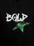 Close up of 'Bold' design on Women's Black Hoodie Sweatshirt, highlighting intricate details and vibrant print.
