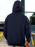 Back view of Fighterhero Men's Navy Blue Hoodie Sweatshirt, highlighting the modern look and clean finish