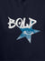 Close up of 'Bold' design on Women's Navy Blue Hoodie Sweatshirt, highlighting intricate details and vibrant print.