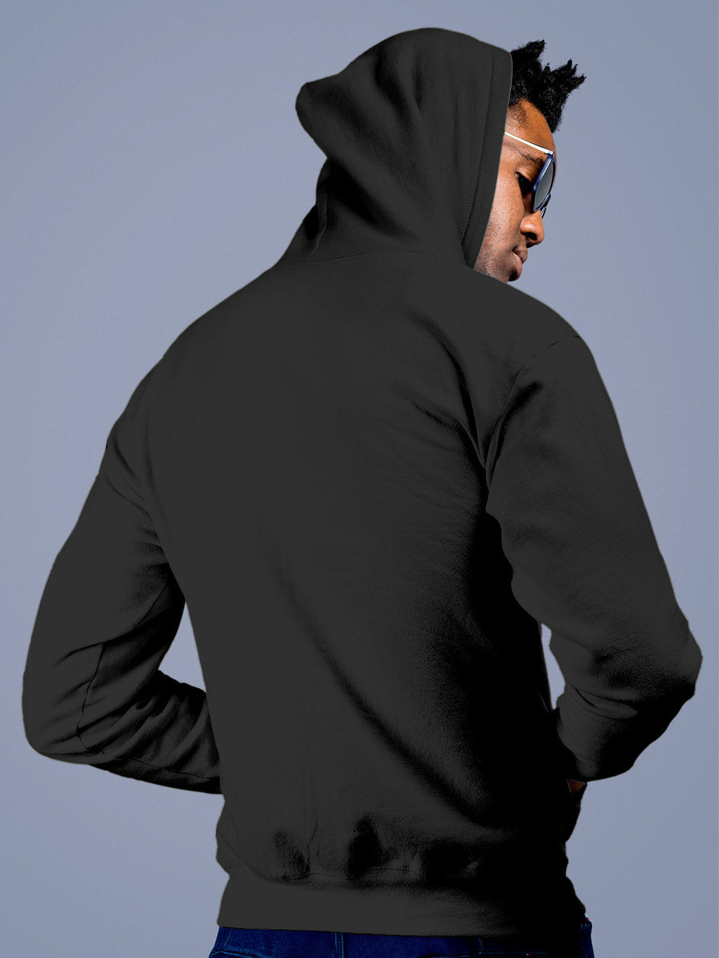 Back view of Fighterhero Men's Dark Grey Hoodie Sweatshirt, highlighting the modern look and clean finish