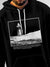 Close up of 'Show The Way' design on Men's Black Hoodie Sweatshirt, highlighting intricate details and vibrant print.