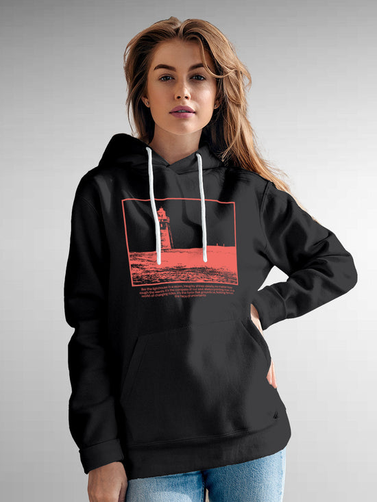 Fighterhero Hoodies: Model wearing Women's Dark Grey Hoodie Sweatshirt with 'Show The Way' design