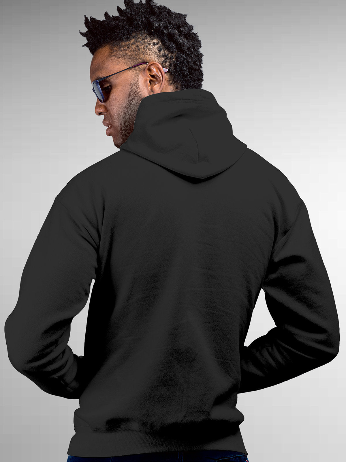 Back view of Fighterhero Men's Dark Grey Hoodie Sweatshirt, highlighting the modern look and clean finish