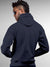 Back view of Fighterhero Men's Navy Blue Hoodie Sweatshirt, highlighting the modern look and clean finish