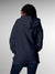 Back view of Fighterhero Women's Navy Blue Hoodie Sweatshirt, highlighting the modern look and clean finish