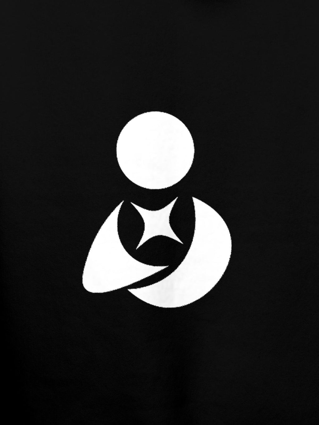 Close up of 'Fighterhero Logo' design on Women's Black Hoodie Sweatshirt, highlighting intricate details and vibrant print.