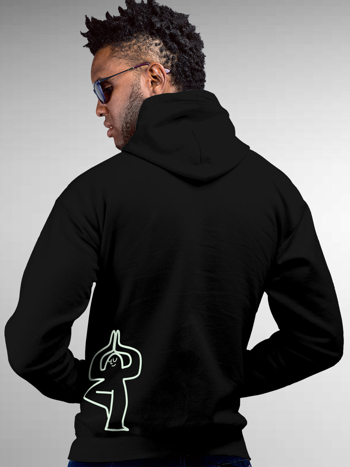 Front view of Fighterhero Men's Black Hoodie Sweatshirt, highlighting the modern look and clean finish