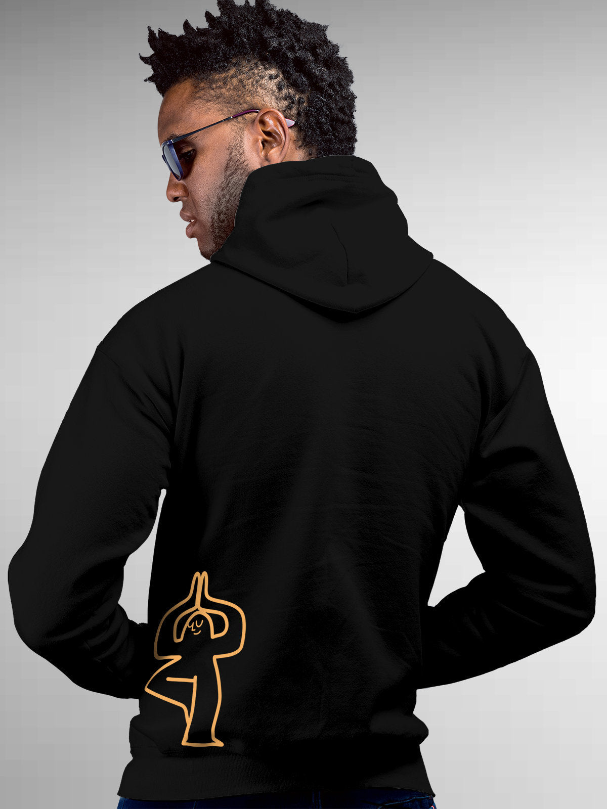 Front view of Fighterhero Men's Black Hoodie Sweatshirt, highlighting the modern look and clean finish