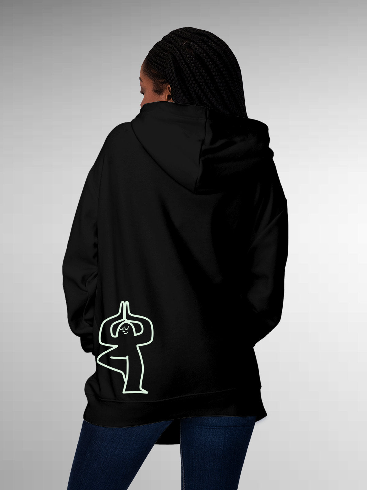 Front view of Fighterhero Women's Black Hoodie Sweatshirt, highlighting the modern look and clean finish