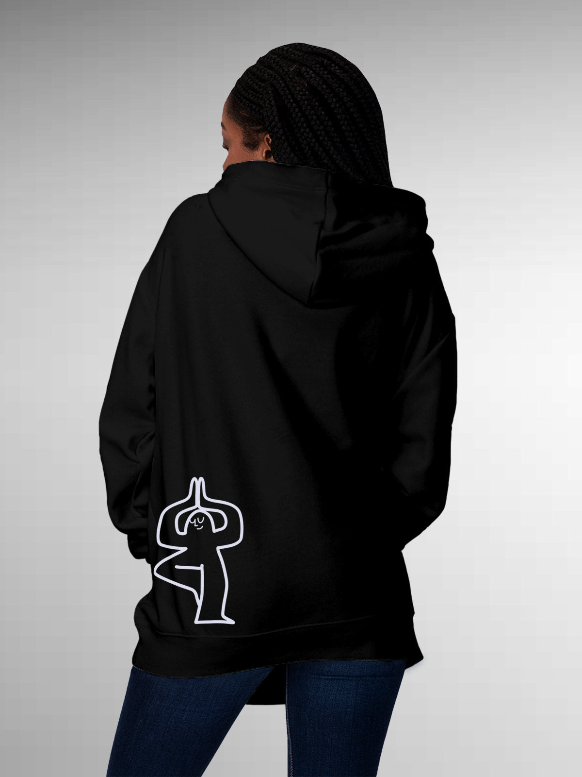 Front view of Fighterhero Women's Black Hoodie Sweatshirt, highlighting the modern look and clean finish