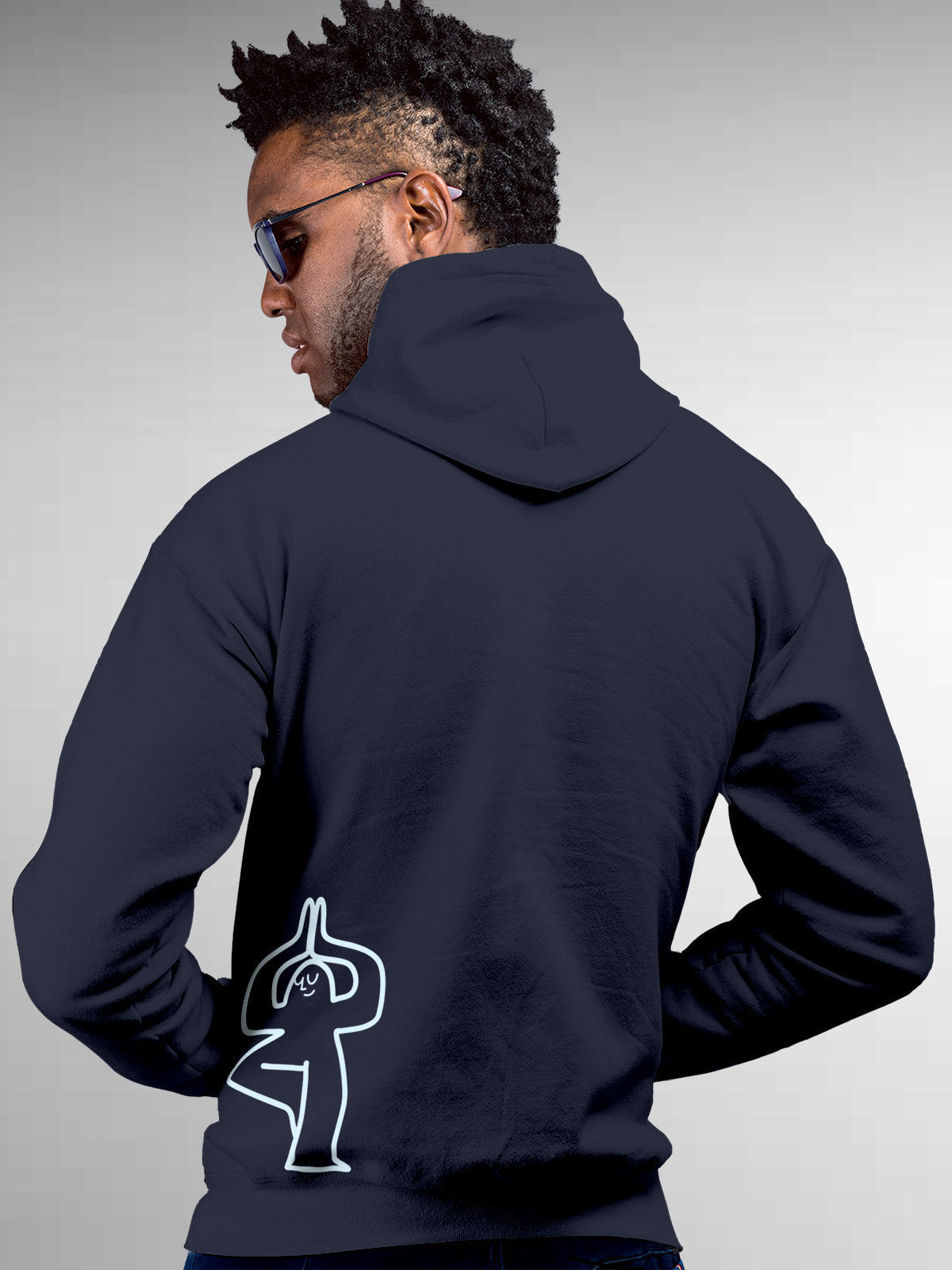 Front view of Fighterhero Men's Navy Blue Hoodie Sweatshirt, highlighting the modern look and clean finish