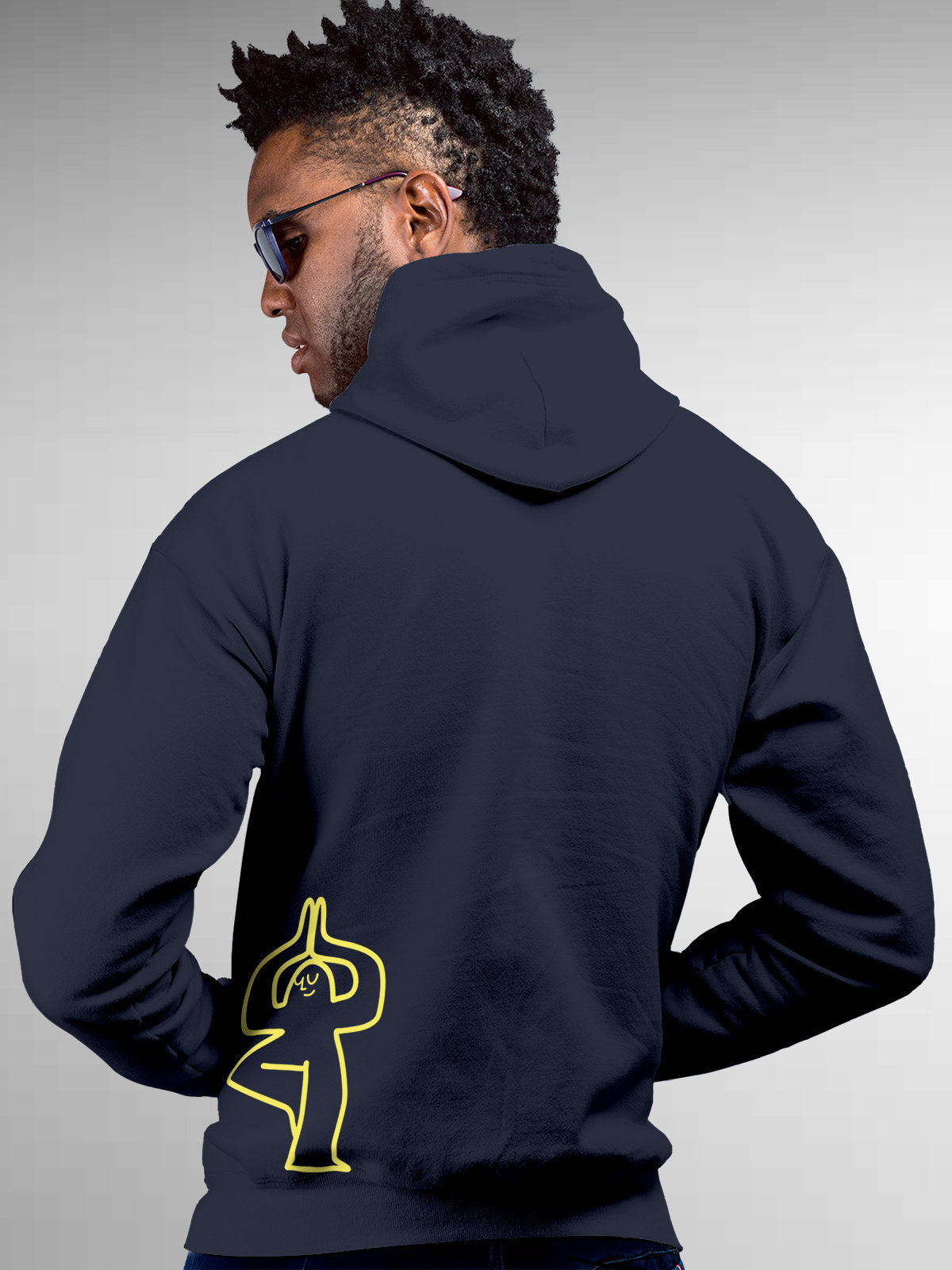 Front view of Fighterhero Men's Navy Blue Hoodie Sweatshirt, highlighting the modern look and clean finish