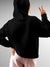 Back view of Fighterhero Women's Black Hoodie Sweatshirt, highlighting the modern look and clean finish