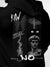 Close up of 'Face The Fear' design on Men's Black Hoodie Sweatshirt, highlighting intricate details and vibrant print.