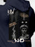 Close up of 'Face The Fear' design on Men's Navy Blue Hoodie Sweatshirt, highlighting intricate details and vibrant print.