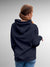 Back view of Fighterhero Women's Navy Blue Hoodie Sweatshirt, highlighting the modern look and clean finish