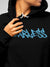 Close up of 'Fearless' design on Women's Black Hoodie Sweatshirt, highlighting intricate details and vibrant print.