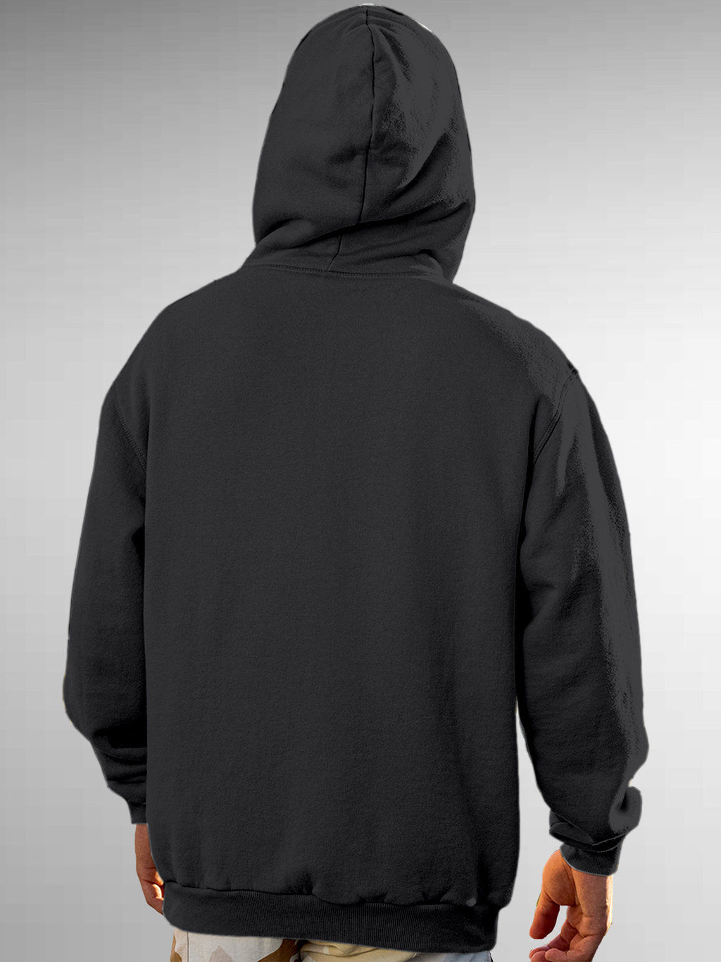 Back view of Fighterhero Men's Dark Grey Hoodie Sweatshirt, highlighting the modern look and clean finish