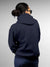Back view of Fighterhero Women's Navy Blue Hoodie Sweatshirt, highlighting the modern look and clean finish