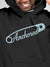 Close up of 'Anchored' design on Men's Dark Grey Hoodie Sweatshirt, highlighting intricate details and vibrant print.