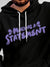 Close up of 'Making A Statement' design on Men's Black Hoodie Sweatshirt, highlighting intricate details and vibrant print.