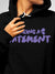 Close up of 'Making A Statement' design on Women's Black Hoodie Sweatshirt, highlighting intricate details and vibrant print.