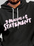 Close up of 'Making A Statement' design on Men's Dark Grey Hoodie Sweatshirt, highlighting intricate details and vibrant print.