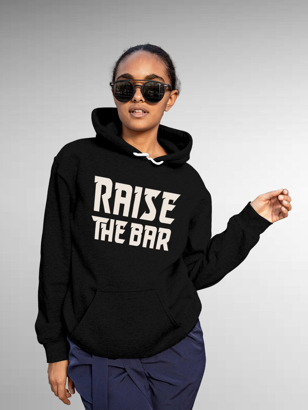 Front view of Fighterhero Women's Black Hoodie Sweatshirt, highlighting the modern look and clean finish