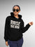 Front view of Fighterhero Women's Black Hoodie Sweatshirt, highlighting the modern look and clean finish