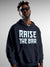 Front view of Fighterhero Men's Navy Blue Hoodie Sweatshirt, highlighting the modern look and clean finish