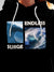 Close up of 'Endless Surge' design on Women's Black Hoodie Sweatshirt, highlighting intricate details and vibrant print.