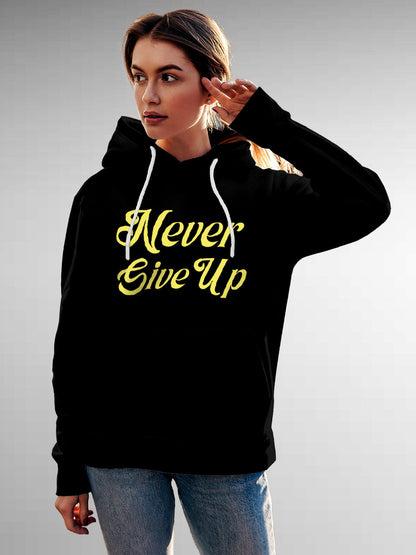Front view of Fighterhero Women's Black Hoodie Sweatshirt, highlighting the modern look and clean finish