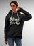 Front view of Fighterhero Women's Dark Grey Hoodie Sweatshirt, highlighting the modern look and clean finish