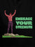 Close up of 'Embrace Your Strength' design on Men's Black Hoodie Sweatshirt, highlighting intricate details and vibrant print.