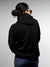 Back view of Fighterhero Women's Black Hoodie Sweatshirt, highlighting the modern look and clean finish