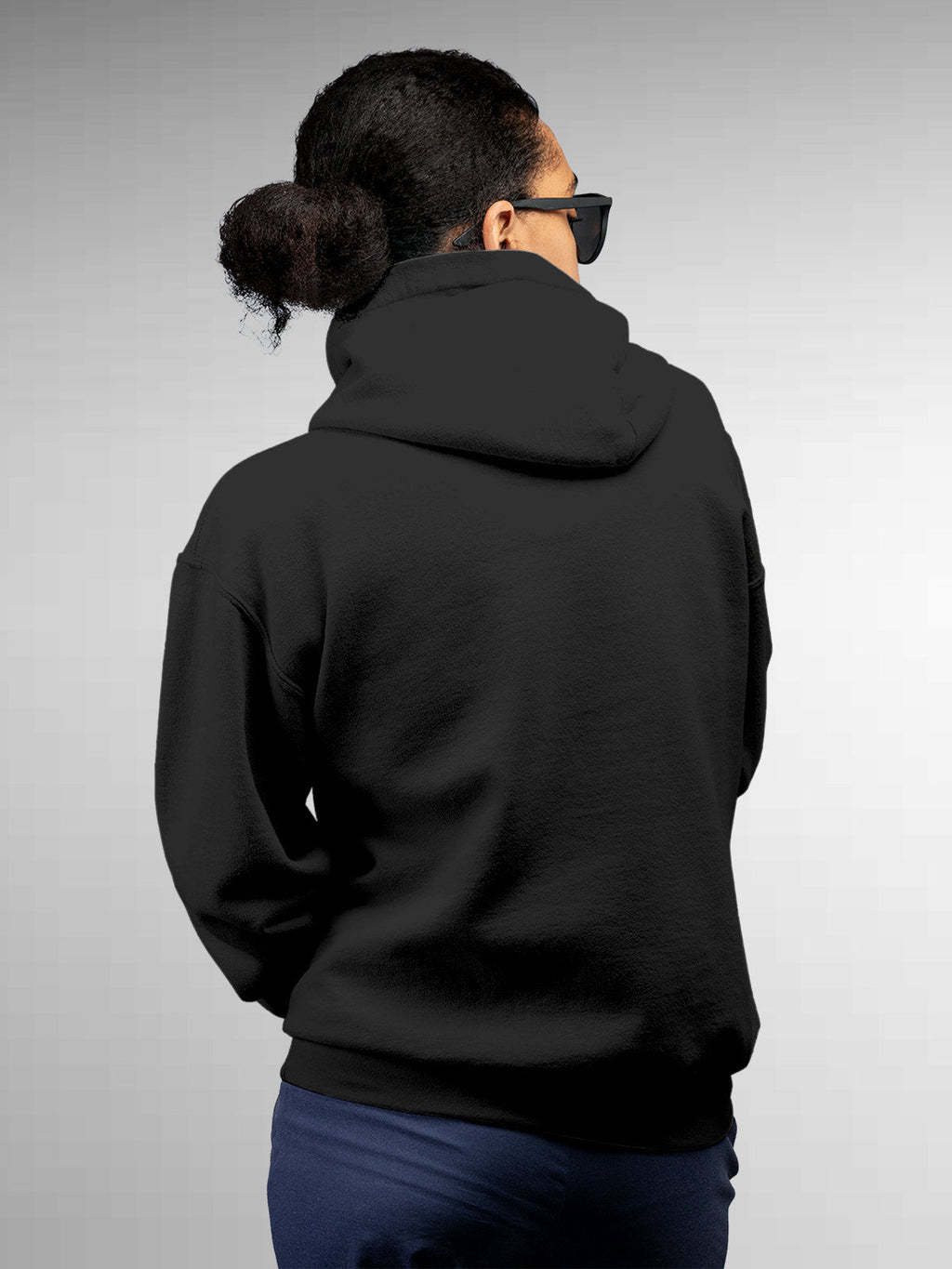 Back view of Fighterhero Women's Dark Grey Hoodie Sweatshirt, highlighting the modern look and clean finish