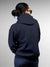 Back view of Fighterhero Women's Navy Blue Hoodie Sweatshirt, highlighting the modern look and clean finish