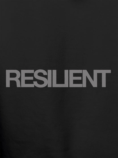 Close up of 'Resilient' design on Men's Dark Grey Hoodie Sweatshirt, highlighting intricate details and vibrant print.