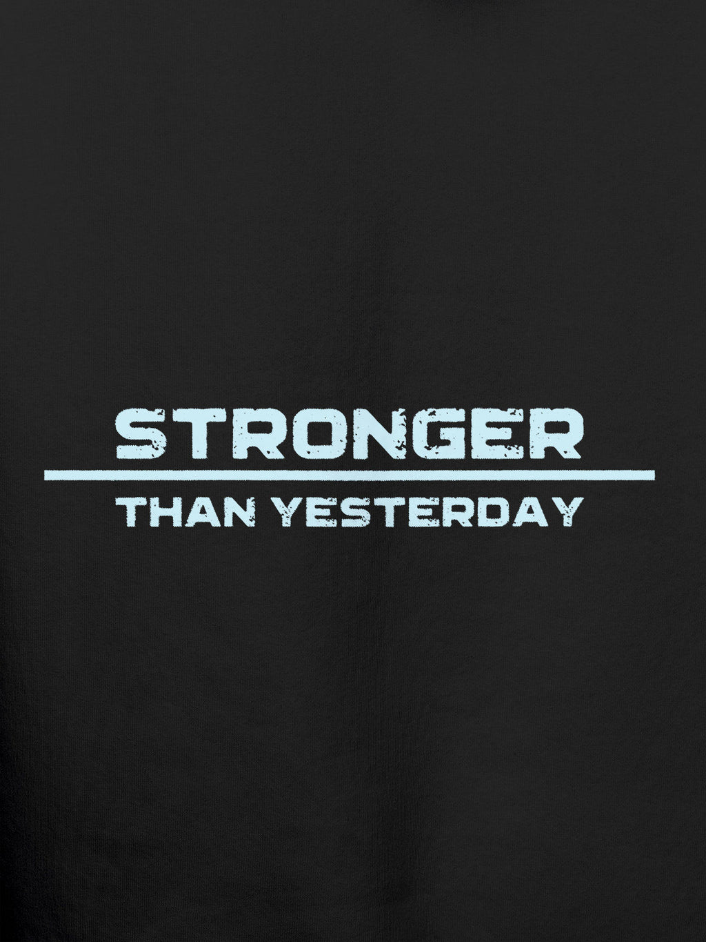 Close up of 'Stronger Than Yesterday' design on Women's Dark Grey Hoodie Sweatshirt, highlighting intricate details and vibrant print.