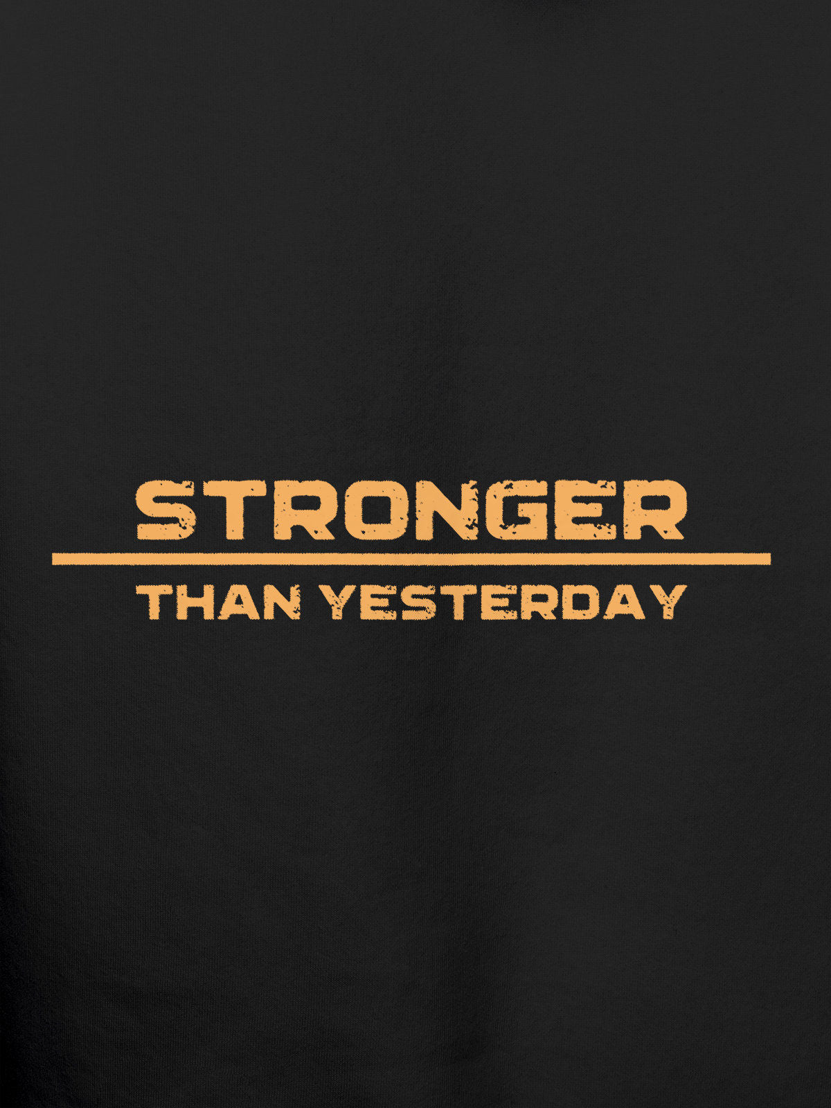 Close up of 'Stronger Than Yesterday' design on Women's Dark Grey Hoodie Sweatshirt, highlighting intricate details and vibrant print.